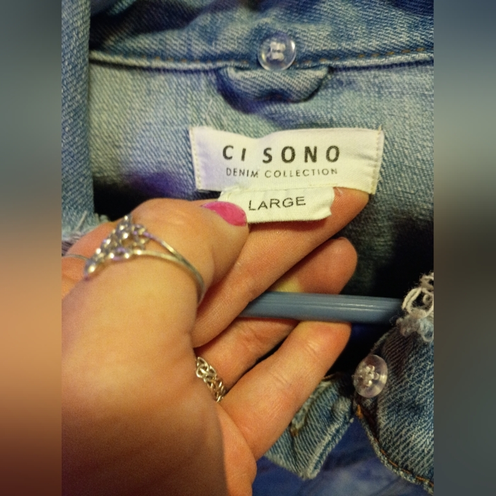 Ci Sono Light Blue Distressed Denim Jacket - Picture 2 of 3